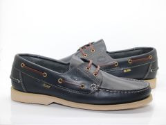 Chaussures bateau en cuir bleu marine Bermudes