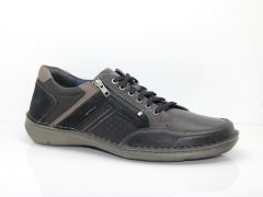 Chaussures en cuir noir avec lacet et double zip New Anvers