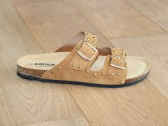 Sandales double brides en cuir velours cloutées