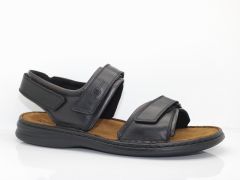 Sandales Rafe en cuir noir et 3 brides réglables