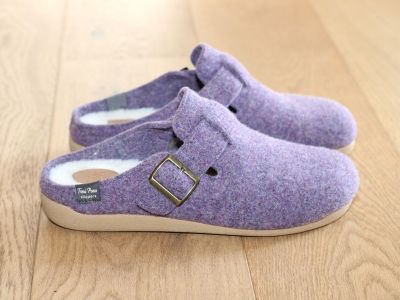 Chaussons Mima avec boucle réglable en feutre violet