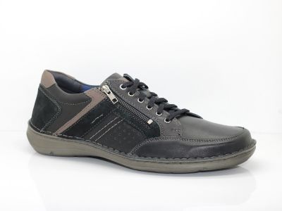 Chaussures en cuir noir avec lacet et double zip New Anvers