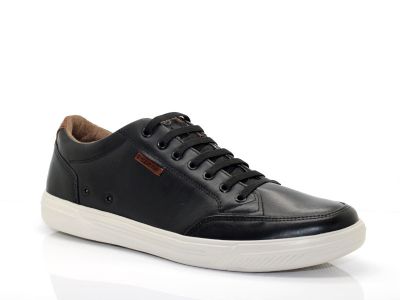 Baskets en cuir noir et semelle blanche