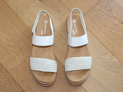 Sandales en cuir blanc bride tressée dorée Paradise