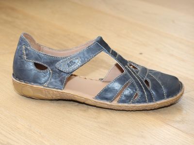 Sandales à bout fermé en cuir bleu Rosalie
