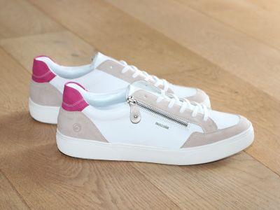 Tennis Remonte en cuir blanc et rose