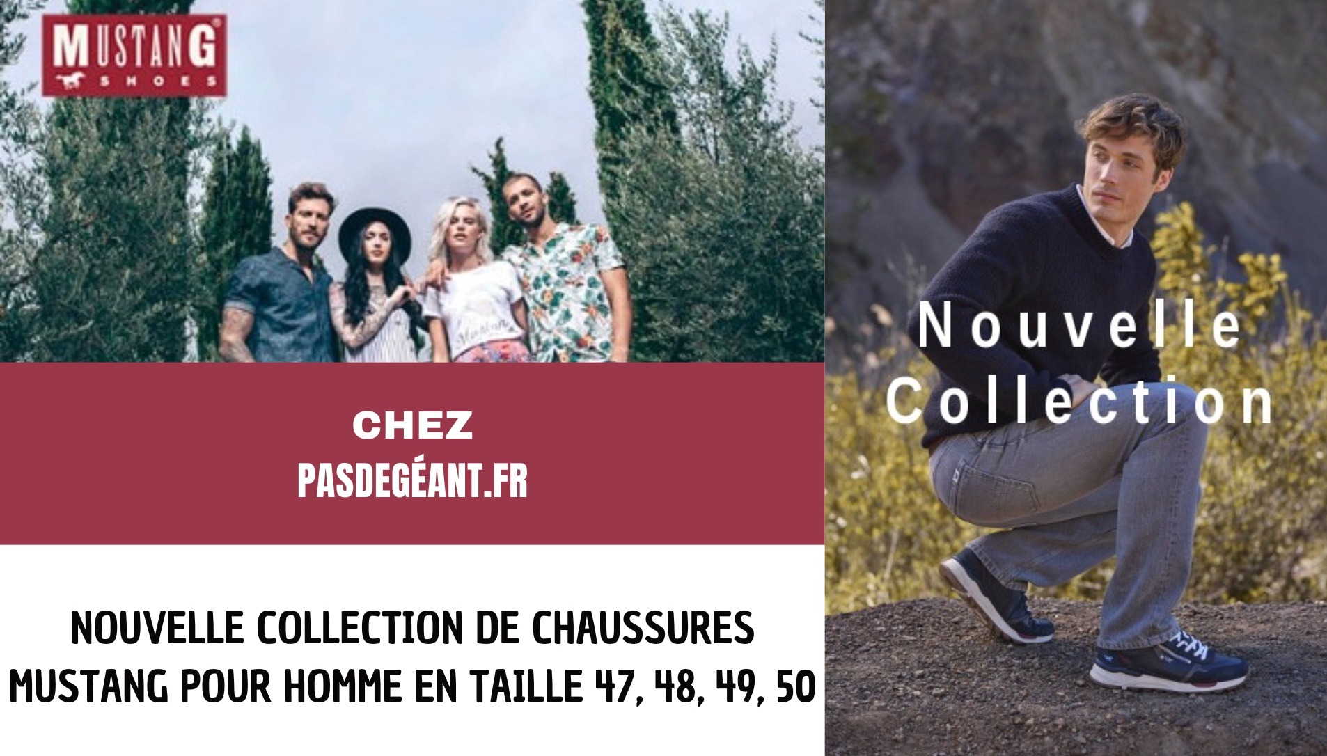 NOUVELLE COLLECTION MUSTANG HOMME - TAILLES 47 À 50